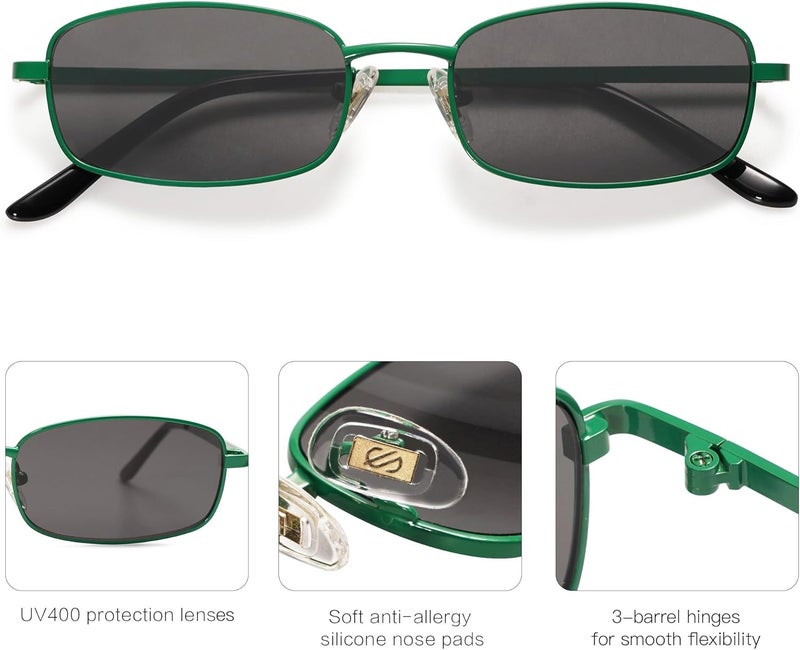 Sojos Small Trendy Rectangle Sunglasses Womens Mens, Retro 80s 90s Y2k Chic Narrow Thin Skinny Sunnies SJ1187 - Image 3